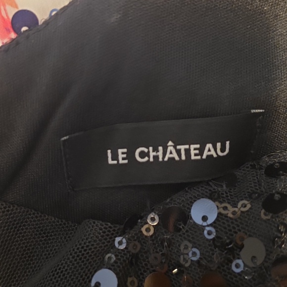 Le Chateau Fully Lined Black Sheer Dress With Sequins - Picture 2 of 4